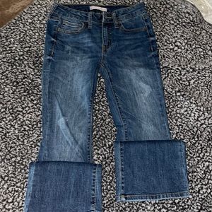 Low rise boot cut jeans, darker wash size 0